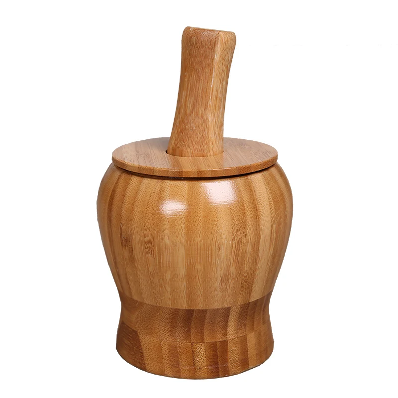 

Garlic Press Garlic Mortar Bamboo Wood Household Garlic Masher Stone Mortar Old-Fashioned Gallipot Mashed Garlic Kitchen Gadgets