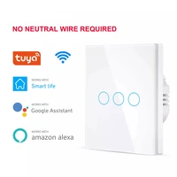 wifi wall touch switch eu no neutral wire required smart light switch 1 2 3 gang 220v tuya smart home support alexa google home