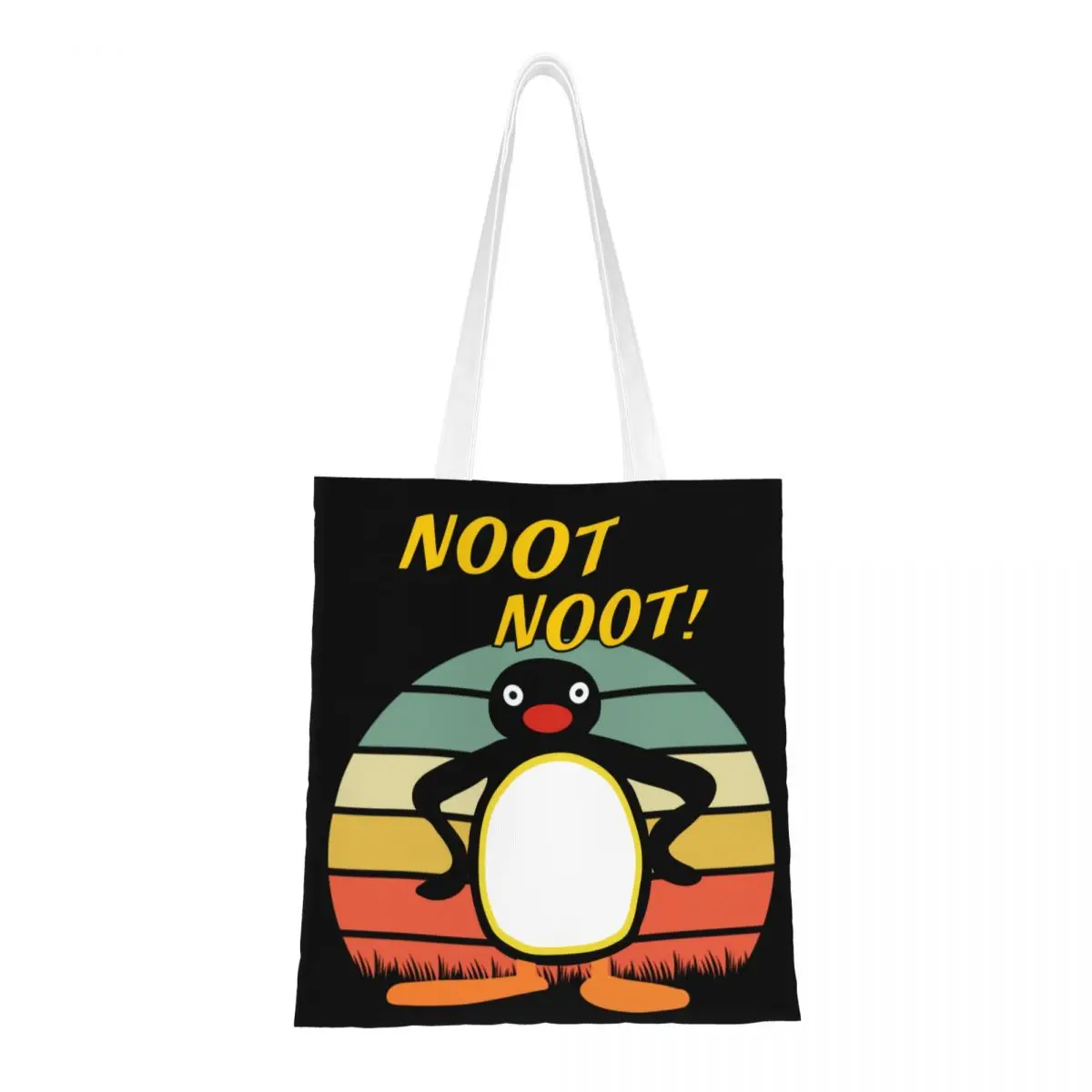 

Милые Мультяшные сумки-тоуты для покупок Pingu Noot многоразовые холщовые сумки-шопперы Ulzzang для продуктов