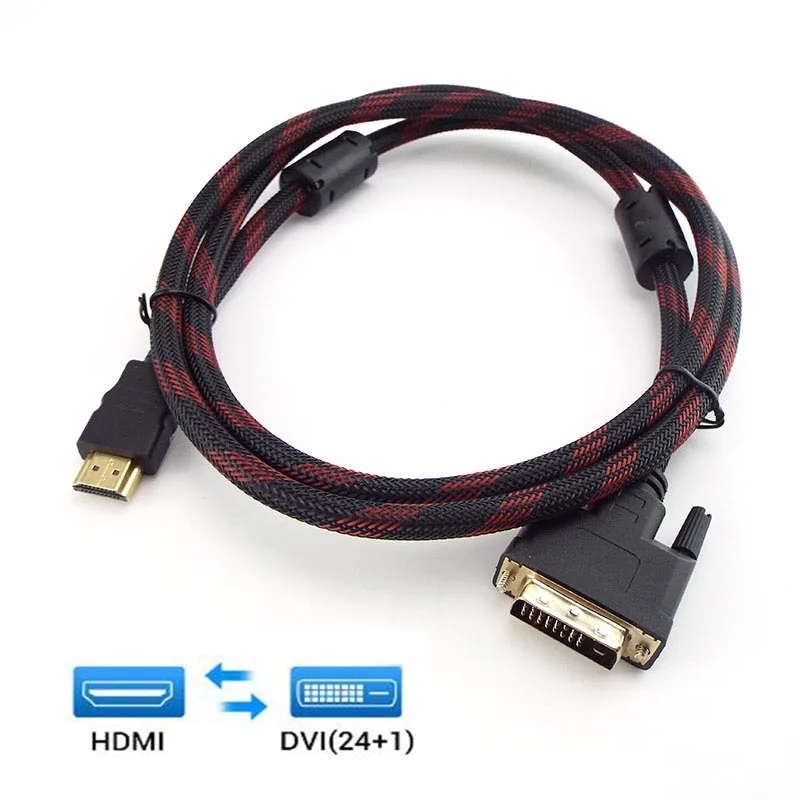 

1.5M HDMI-compatible to DVI Cable DVI-D 24+1 Pin Adapter Cables for LCD DVD HDTV XBOX 1080P 3D High Speed DVI to Wire