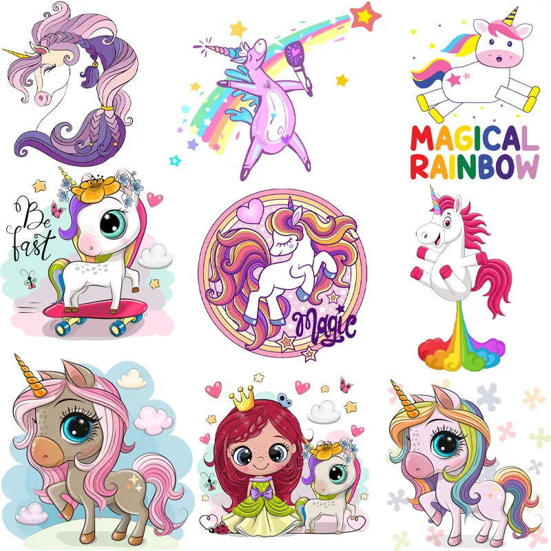 

Unicorn Cartoon Patch Clothing Thermo-adhesive Letters for Clothes Applique Patches Heat-adhesive Clothing Boy Girl for T-shirt