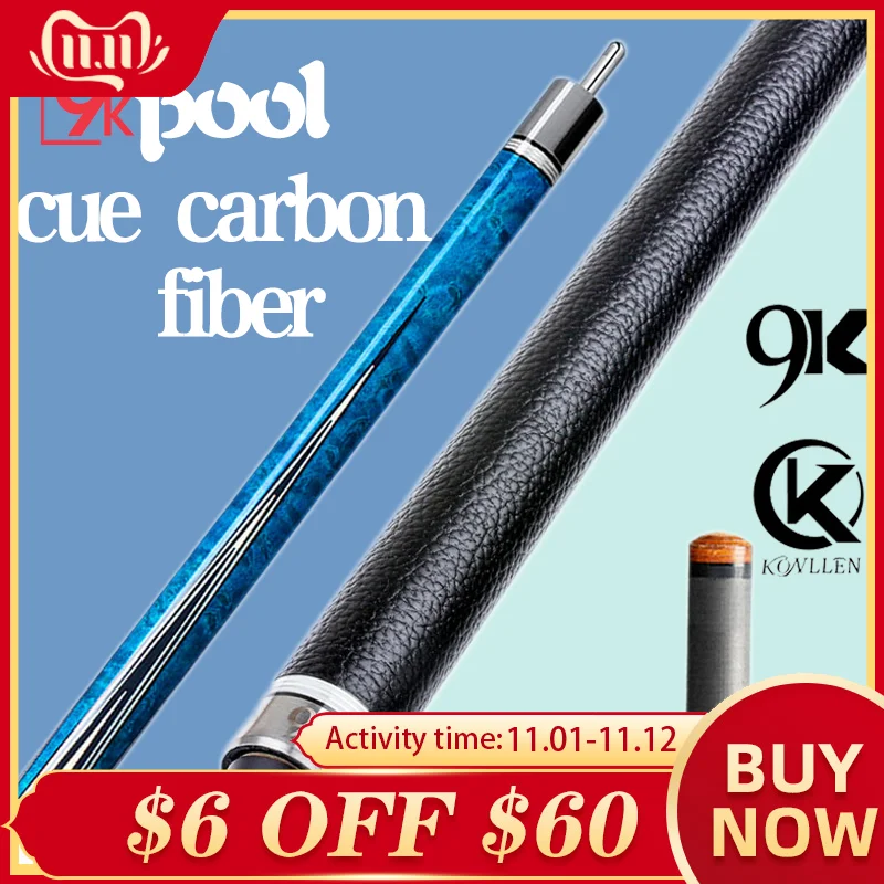 

KONLLEN Billiard Pool Cue Carbon Fiber Shaft with PREOAIDR 9K Butt Billiard Uni-Ioc with Joint Protector Billiard Stick Kit