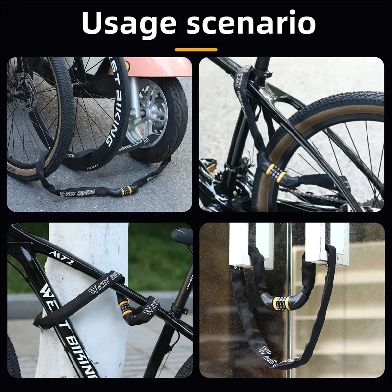 WEST BIKING 65-150 см многоразмерный велосипедный замок 5-значный код комбинация