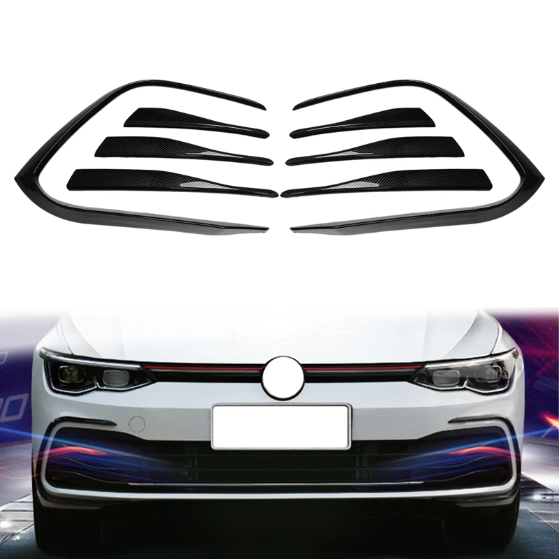 

Car Carbon Fiber Front Bumper Fog Light Lower Grille Frame Spoiler Splitter For-Golf 8 MK8 2020 2021