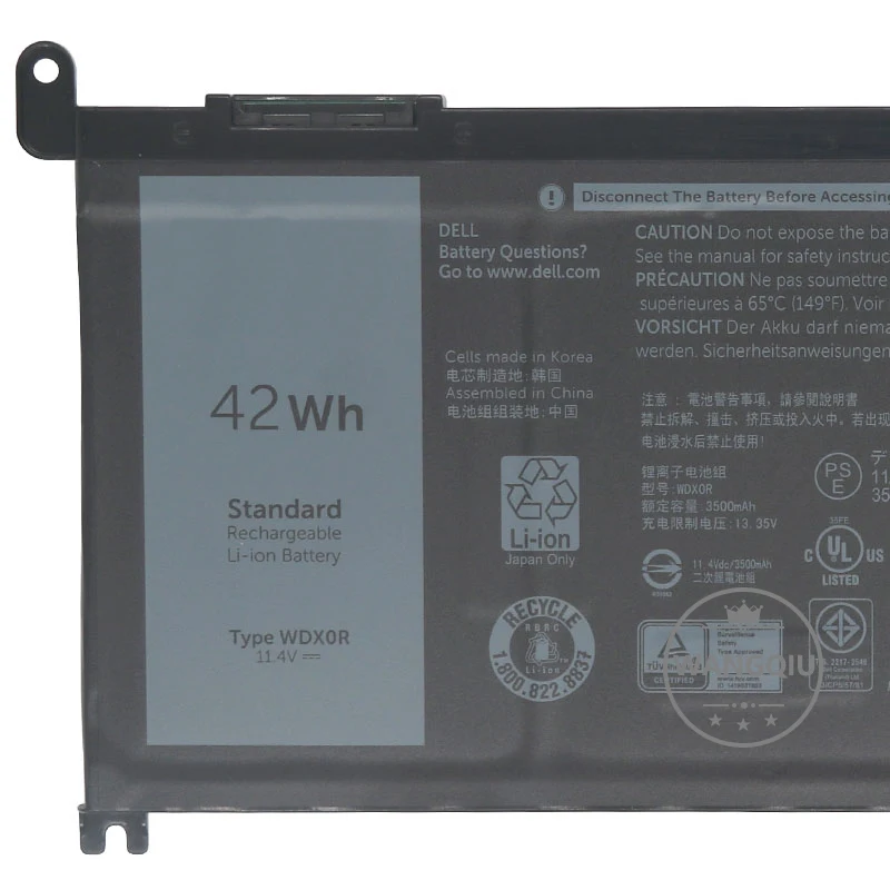 Аккумулятор для ноутбука Dell Inspiron 700014-7460 7560 7472 7368 7378 3480 34825480 5481 5482 5488 WDX0R 42Wh