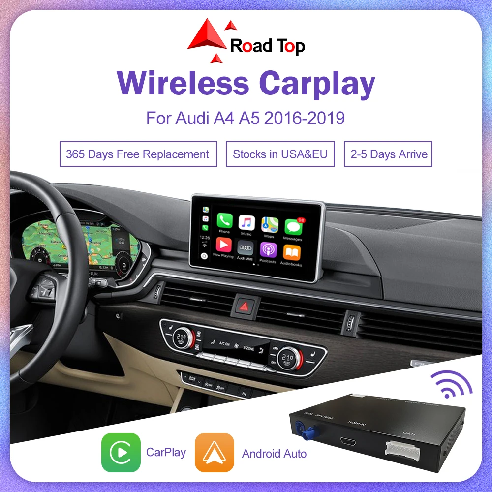 

Wireless Apple CarPlay Android Auto Interface for Audi A4 A5 2016-2018 Mirror Link AirPlay Bluetooth Reverse Camera Functions