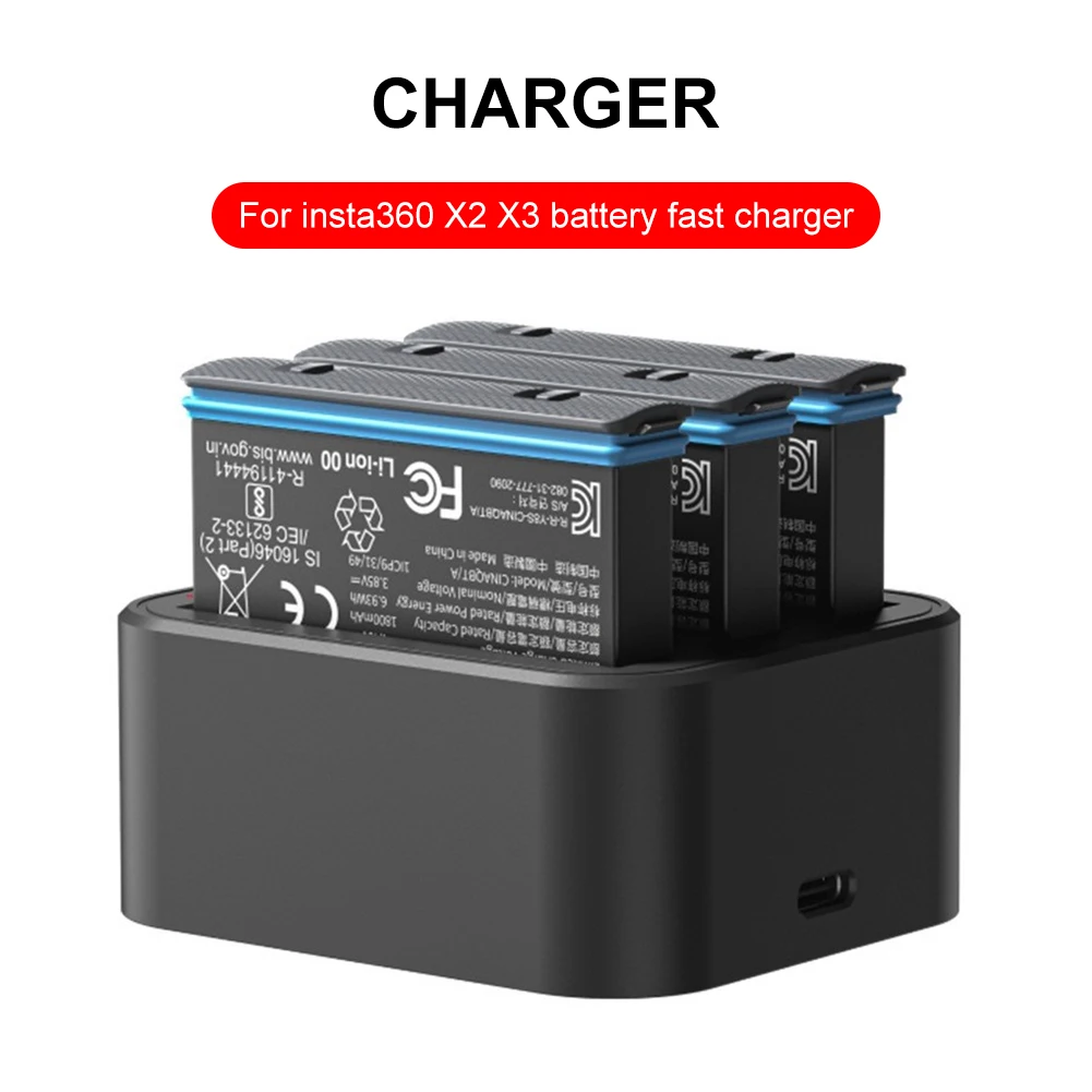

Battery Charger Hub for Insta360 X2 X3 Action Camera 3-Slots Battery Charging Dock 12V 3A Fast Charger for Insta360 Accessories