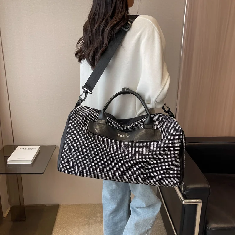 YILIAN Travel bag carry-on luggage diamond-encrusted female business trip large capacity portable storage bag short travel bag