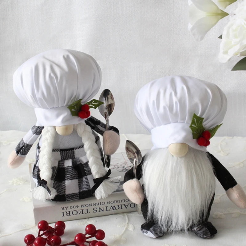 

Кулинарные гномы шеф-повара, милая плюшевая кукла карликовая для домашнего декора, настольное украшение, кукла без лица, винтажное украшени...