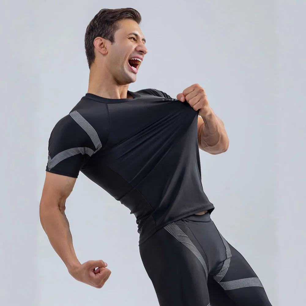 2022 Men's Quick Dry Short Sleeve Swimwear T Shirts UV Protection Rash Swimwear Tops Shorts Water Sports Snorkeling Surf Tops