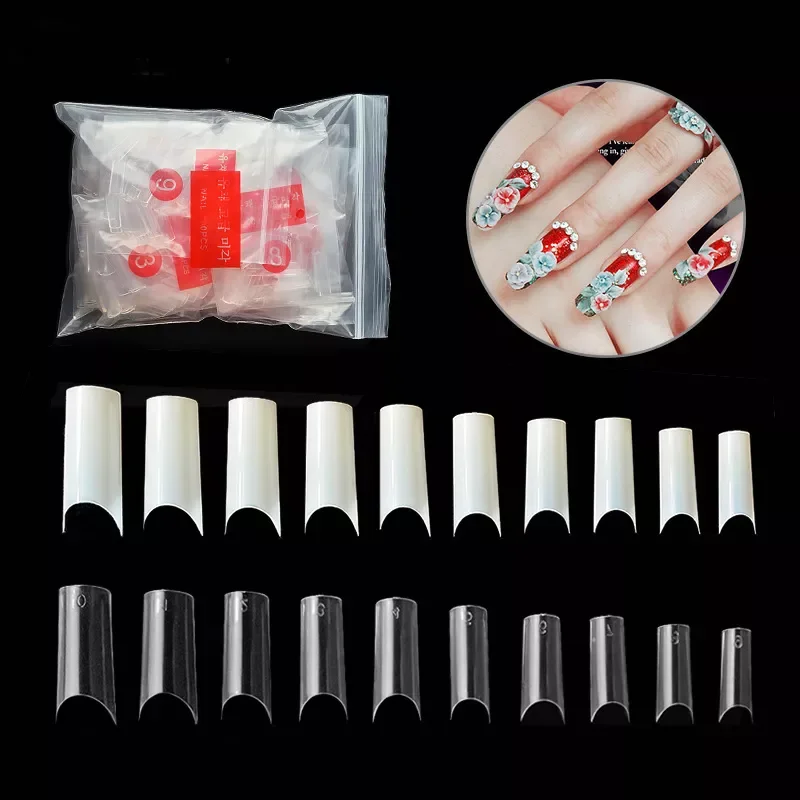 

NEW Pcs Half French False Nail Art Tips C Curved Fake Nails Acrylic UV Gel Manicure Tip Manicure Ultra Flexible
