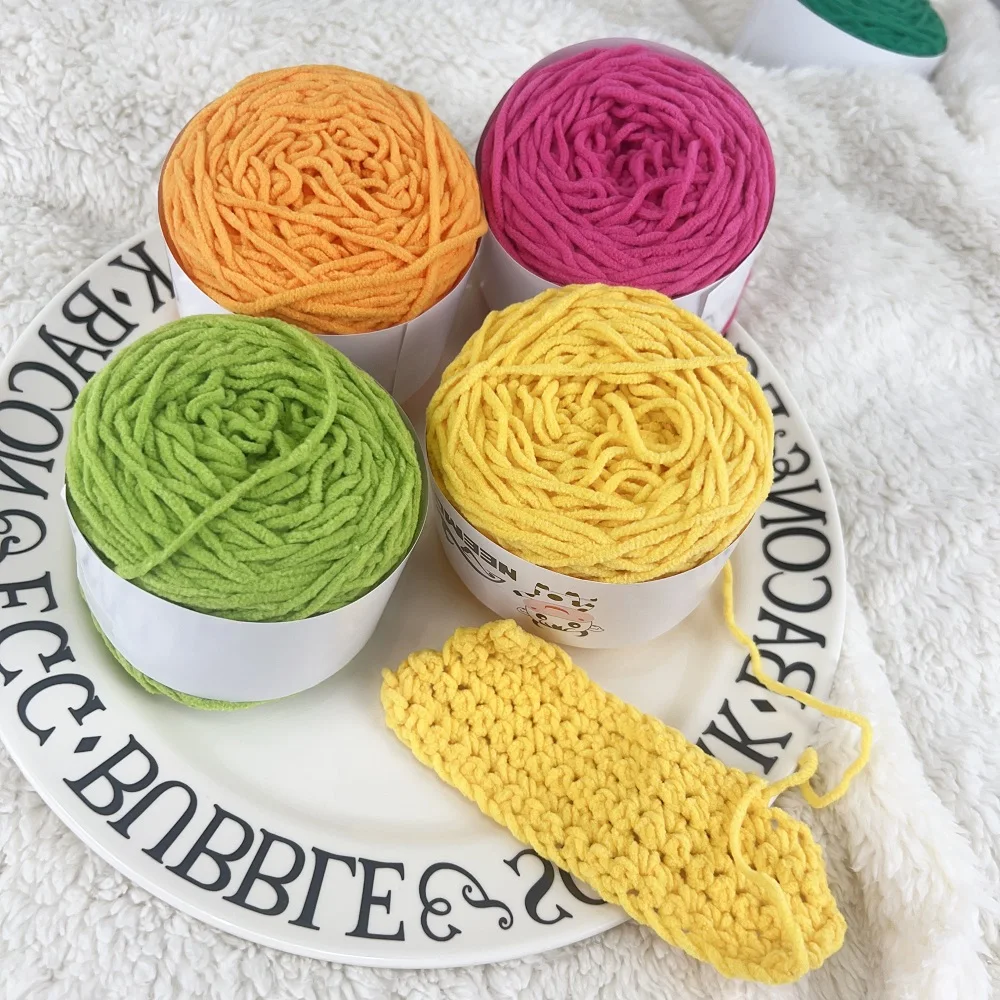 50 г Матовая синельная бархатная пряжа тщательно ледяная полоса кукла