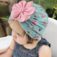 New baby printed hat baby flower boneless baby hat children knotted Indian hat