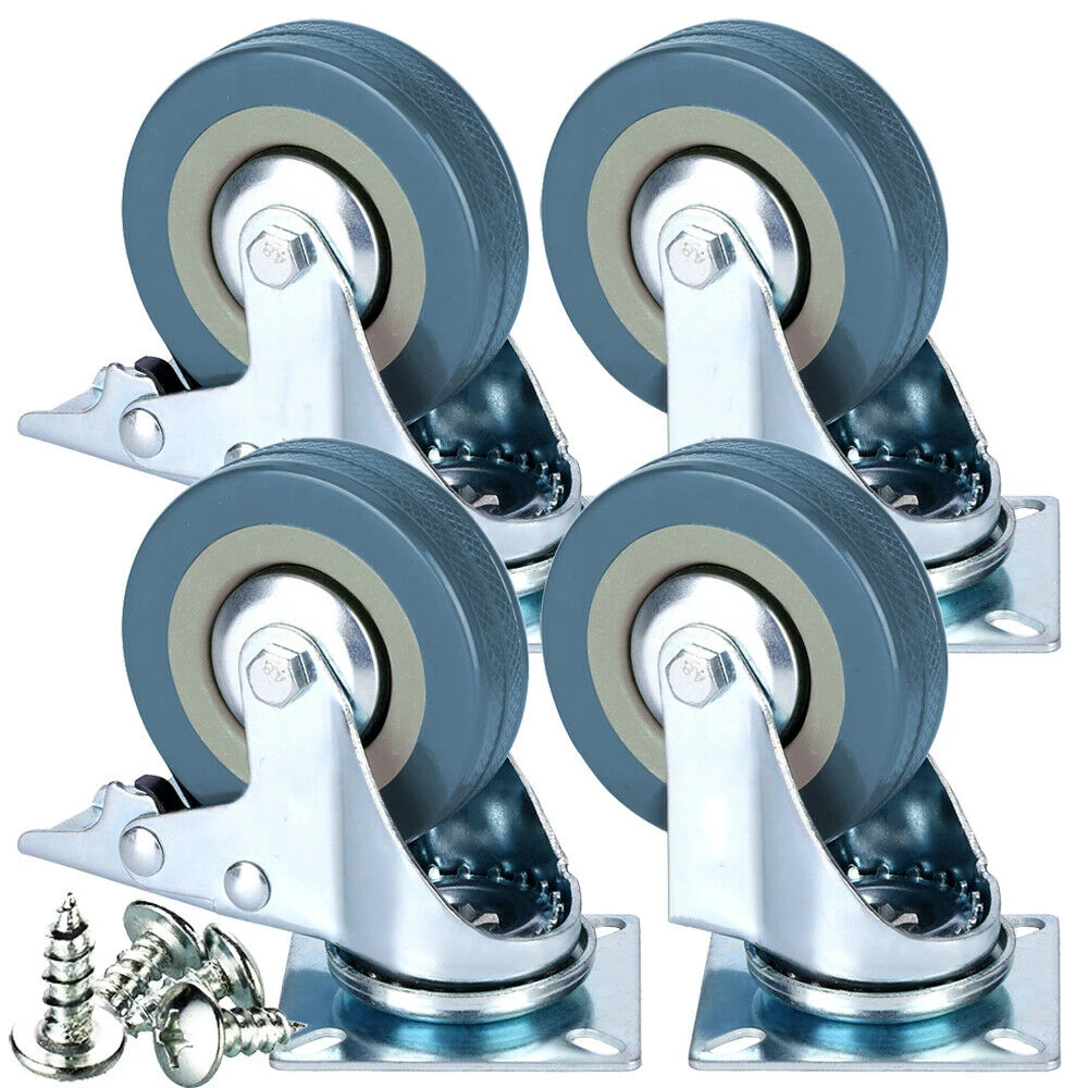 

4PCS 2.5/3 Inch Swivel Furniture Caster Wheels Heavy Duty Industrial For Carts Workbench Industrial Equipment Rolling Trolley