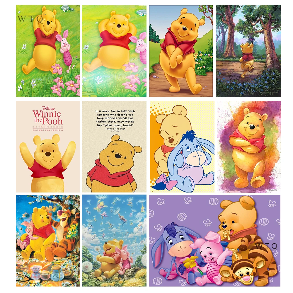 

Disney Cartoon Winnie The Pooh 5D DIY Diamond Painting Letter Text Round Drill Diamond Mosaic Decor for Home Decoration Art