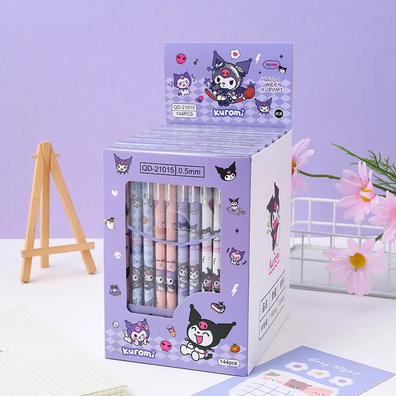 

Sanrio 144 шт. стираемая прямая гелевая ручка с героями мультфильмов и Коромы, школьная искусственная ручка, офисные принадлежности.