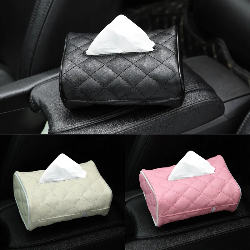

Black Tissue Boxes with Disposable Napkins Tissue Boxes Car Accessories Tissue Bag Organizer Car Decoration Auto Storage
