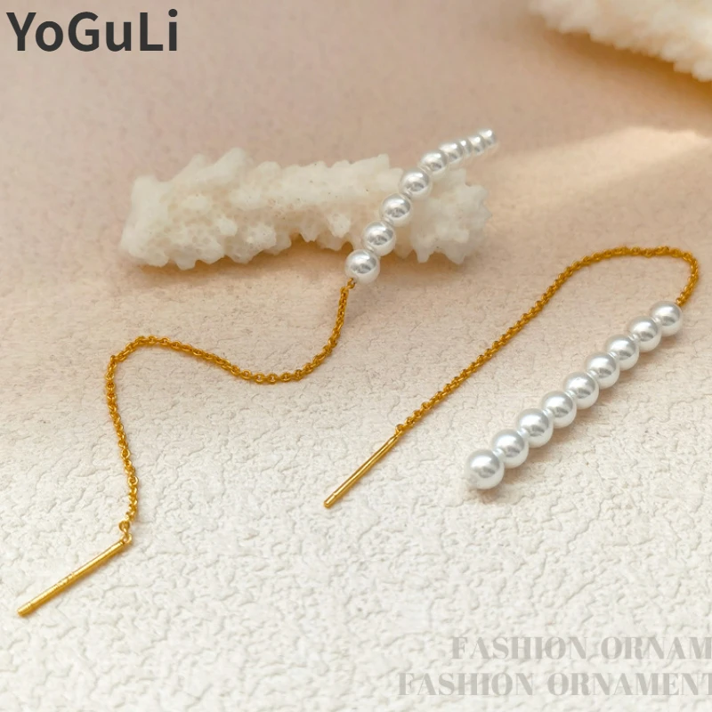 

Fashion Jewelry Simply Popular Design Simulated Pearl One Layer Chain Dangle Earrings For Women Girl Celebration Gift Hot Sale