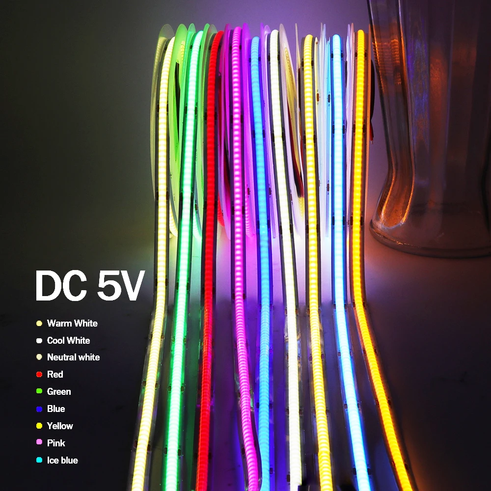 

XUNATA светодиодная лента COB 320LED/м теплый свет 5В 12В 24В