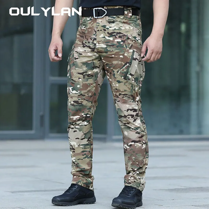 Hiking Pants Elastic Waterproof Camouflage Multi-Purpose Large Pockets Scratch-Resistant Sport Trousers