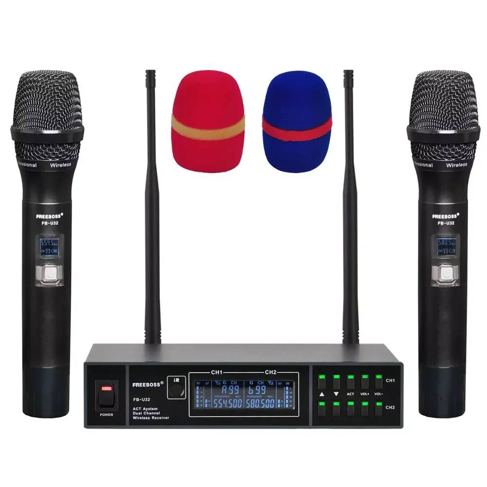 

FB-U32 2 Way 2x99 Adjustable Multi Frequency Metal Handheld Party Karaoke Church School Wireless Microphone System