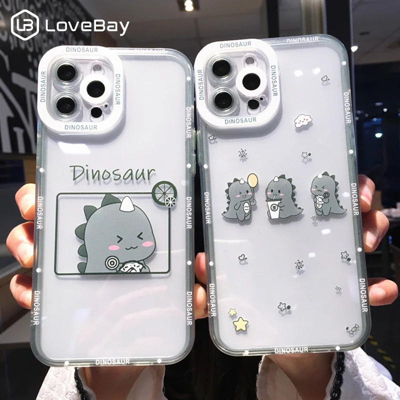 

Lovebay Cute Cartoon Dinosaur Phone Case For iPhone 11 12 13 Pro Max X XR XS Max X XR XS Max 7 8 Plus SE 20 Clear Soft TPU Cover