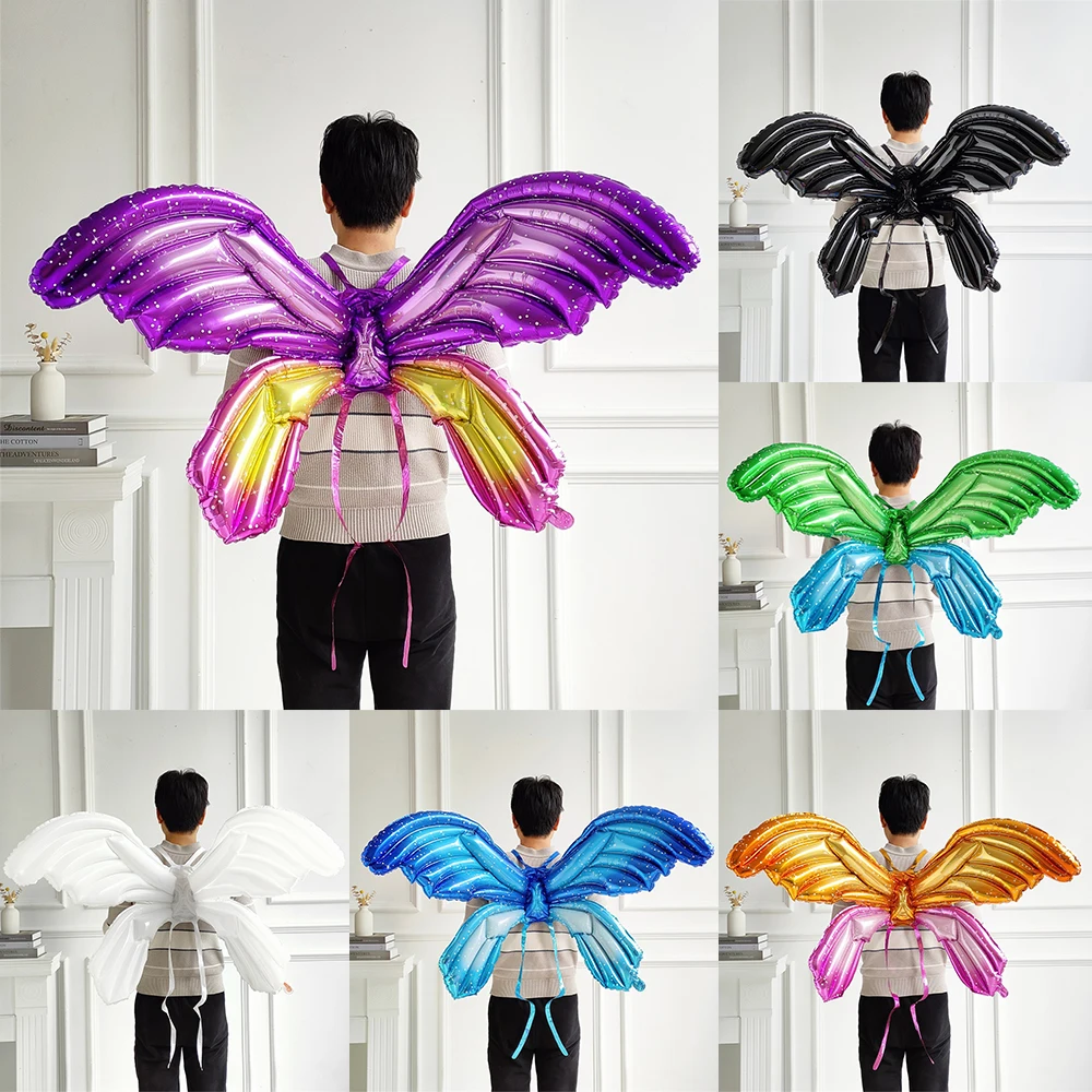 

1Pcs Large Back Hanging Butterfly Wing Aluminum Film Balloon Angel Baby Children's Day Wing Toy Balloon Wedding Birthday Decors
