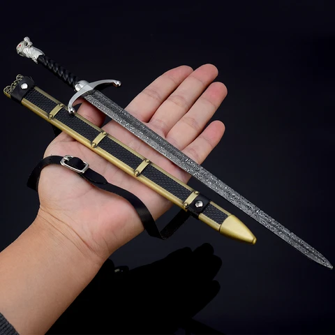 Средневековый рыцарь оружие длиннокоготь меч фильмы периферийный 30 см металлическая модель оружия из сплава самурайский меч с ремешками подарки игрушки для мальчиков