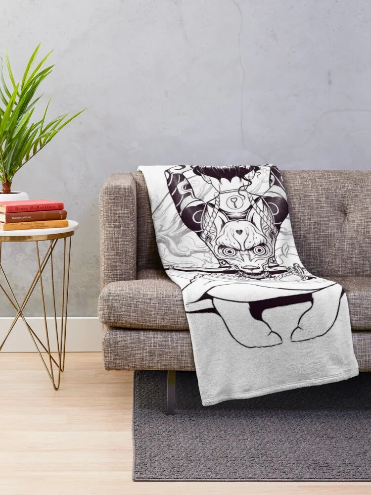 Kitsune Fury - черно-белая версия пледы меховые изделия для пикника идеи подарков на