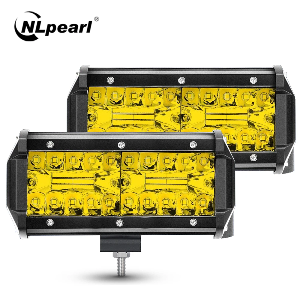 

NLpearl 4 7 Inch Offroad LED Bar 12V 24V Yellow LED Light Bar for Truck Boat 4x4 Jeep 4wd Atv 3000K LED Work Light Car Fog Light