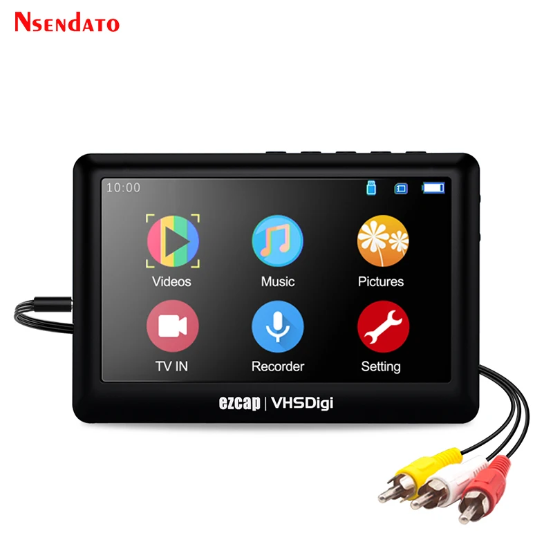 Video Audio Capture Box Analog To Digital Converter For Hi8 Vhs Vcr's Camcorder Dvd Tf Card U Disk 4.3 Inch