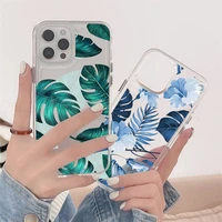 banana leaf palm leafs art design phone case transparent soft for iphone 12 11 13 7 8 6 s plus x xs xr pro max mini