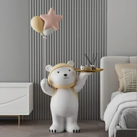 Creative Balloon Polar Bear Audio Paper Towel Box To Store Floor Decorations Home Decor Living Room FRP Animal Ornaments Statues