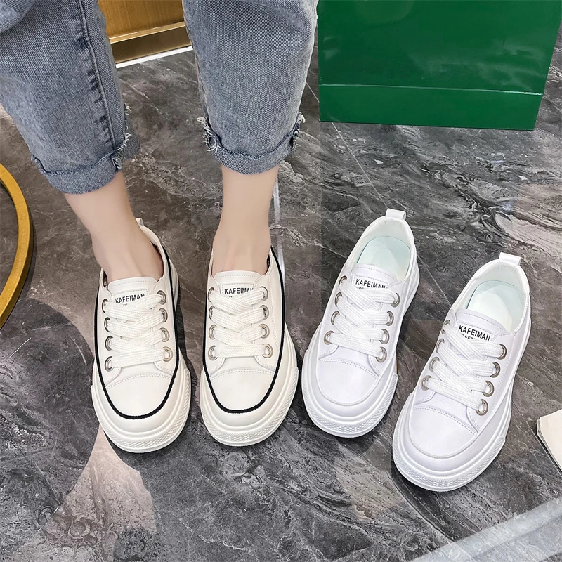 HOPUS New Shoes For Women 2022 Fashion Korean Style White Casual Platform Shoes Breathable Low-top Sneaker Woman Vulcanize Shoes
