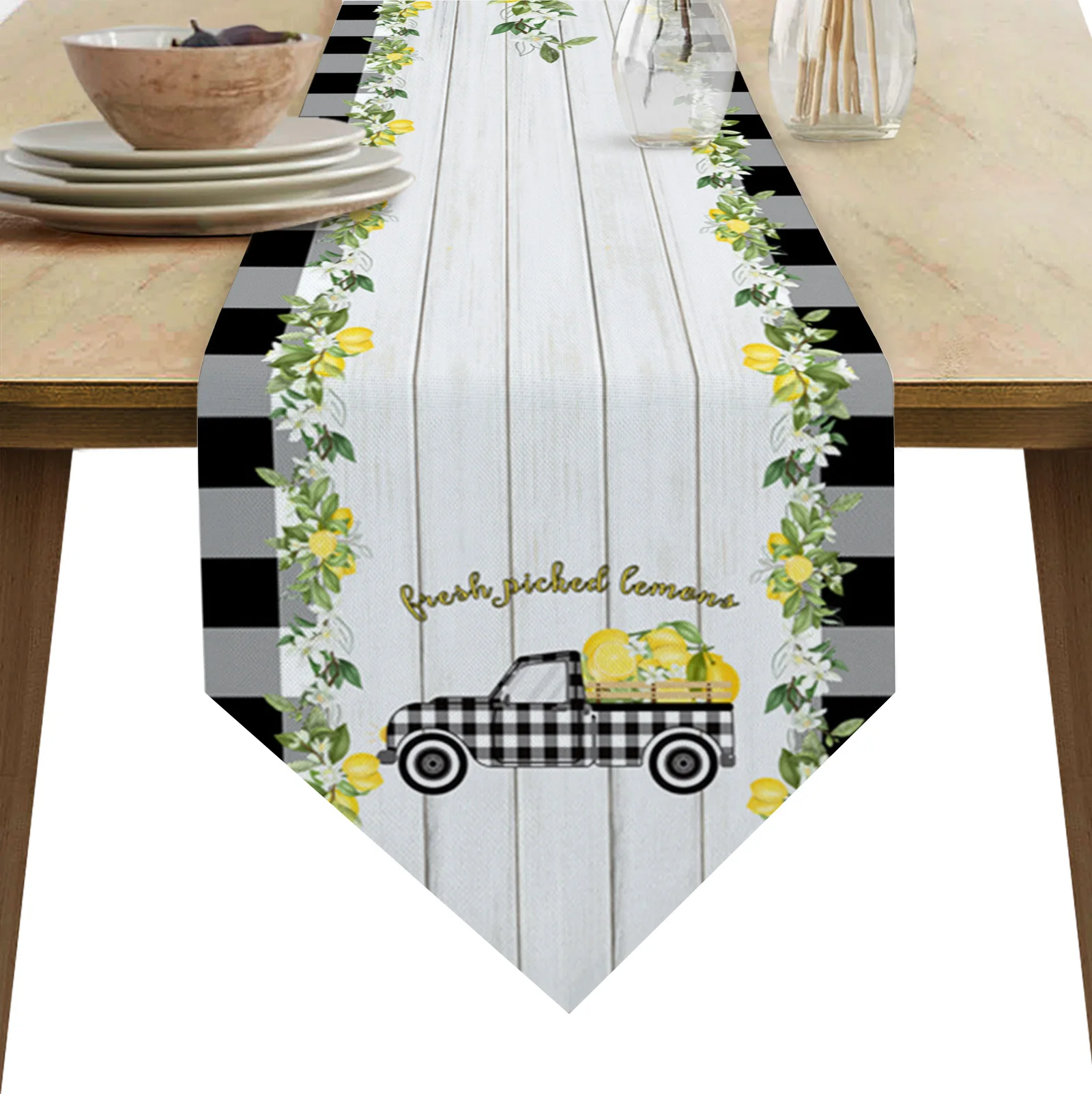 

Лимон идиллический грузовик решетчатые настольные бегунки свадебное украшение современный обеденный стол декор настольные бегунки