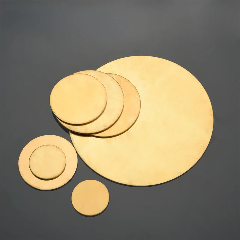 H62 Brass Disc Copper Disc Thin Copper Sheet Brass Gasket 0.8/1/1.5/2/3mm Laser Cutting Dia 100/150/200mm  Without Hole