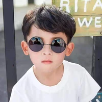 2022 kids retro round sunglasses womens brand designer sunglasses mens alloy mirror womens oculos de sol black