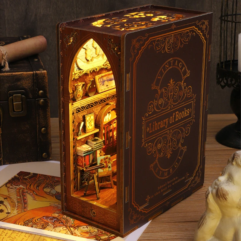 DIY библиотека книг книжный уголок деревянная миниатюрная модель комплект