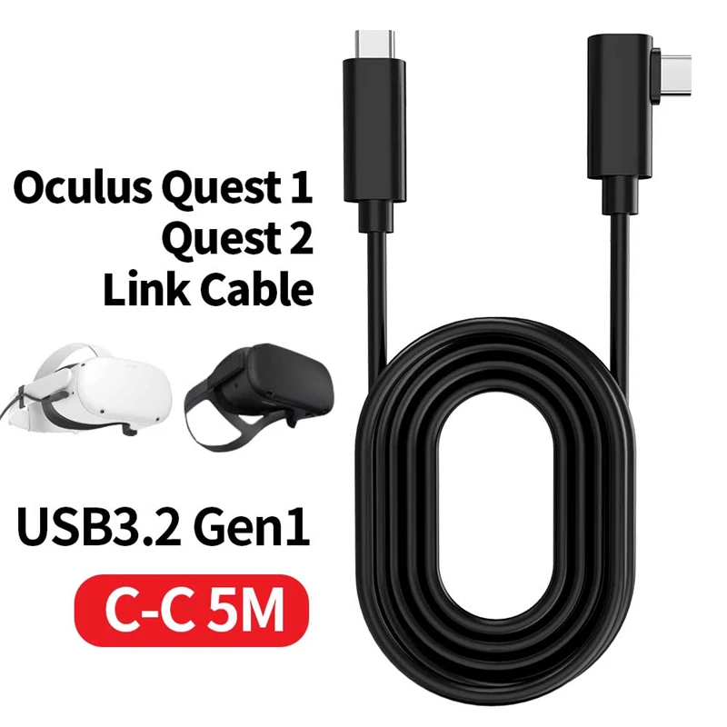 

Кабель-линия для зарядки Oculus Quest 1/2 VR, 5 м, аксессуары для гарнитуры, USB 3.2 Type C, кабель для передачи данных USB C на USB A, 2 в 1