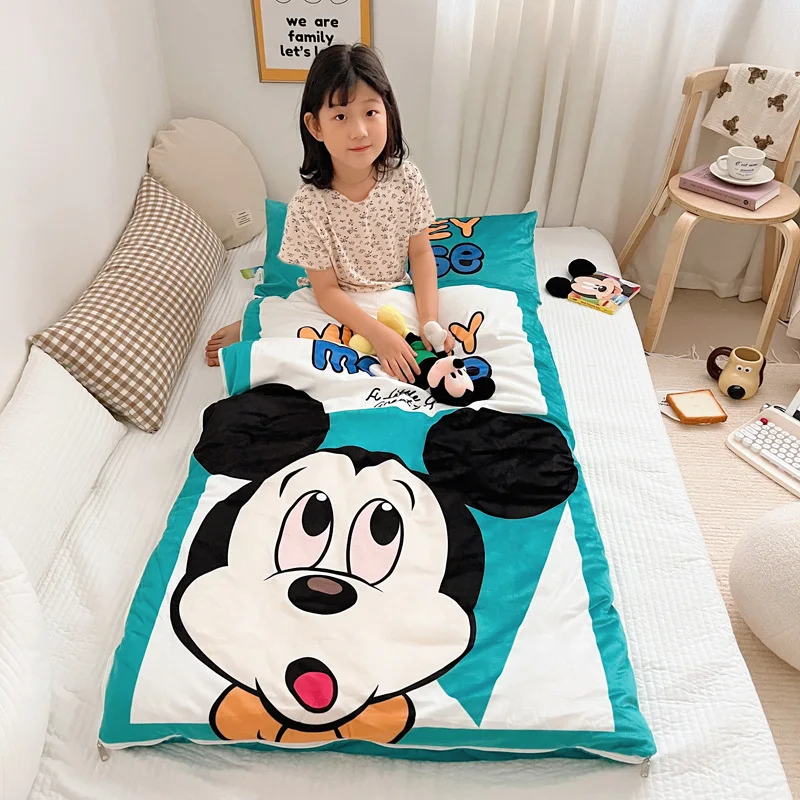 Disney Minnie Mickey  Children Blanket 100% Cotton Baby Sleeping Bag Children Anti-Kick Quilted Boy Girl Baby Cartoon Sleeping