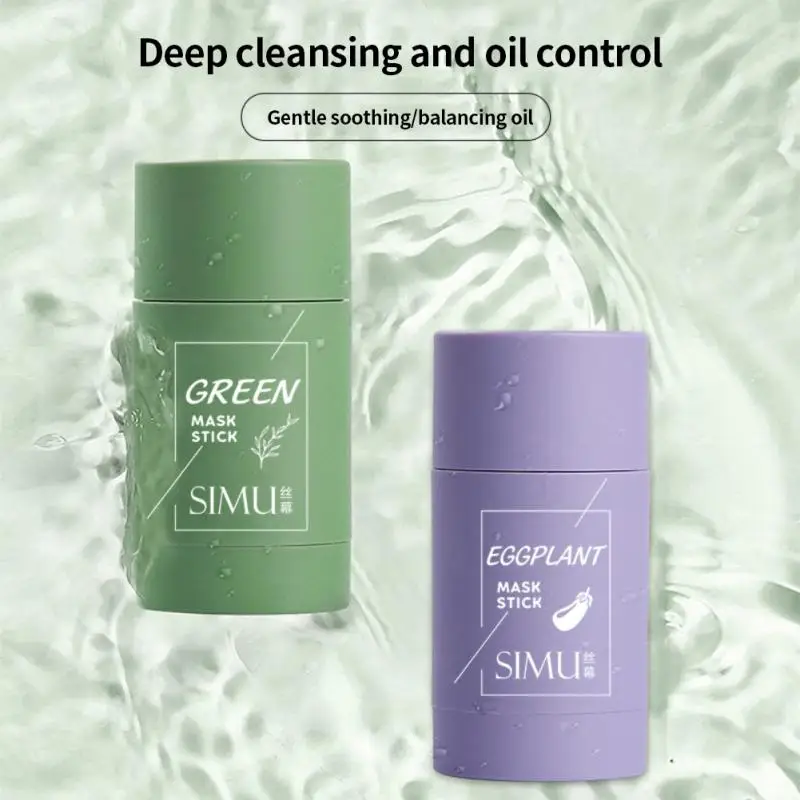 

Green Tea Mask Solid Face Mask Stick Oil Control Moisturizing Cleaning Mask Acne Treatment Blackhead Remove Pores Purifying