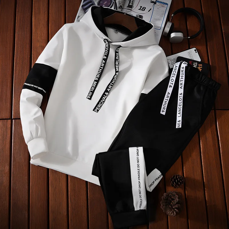 

Autumn Men Hooded Sweatshirts Suits Streetwear Clothes Casual Hoodies+Pants 2 Piece Sets jogging pull homme Men Tracksuits