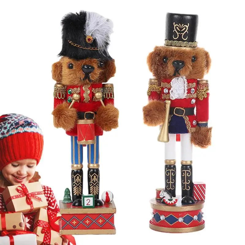 

Christmas Wooden Nutcrackers Wooden Nutcracker Teddy Bear Ornaments Christmas Nutcrackers Ornament Christmas Decorations Shelf