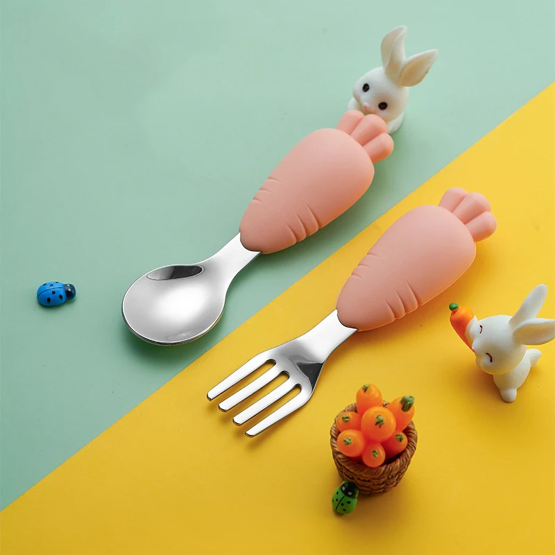 

Детская посуда из нержавеющей стали, Детские гаджеты, набор посуды, посуда для малышей, столовые приборы, мультяшный Набор для кормления дет...