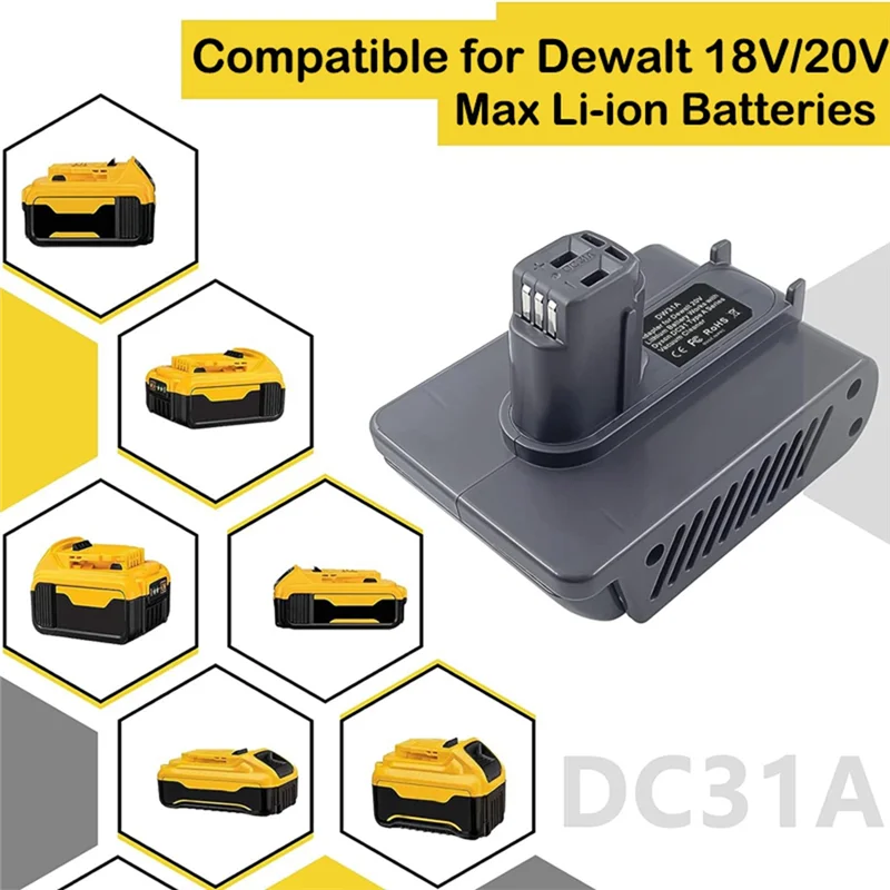 Адаптер аккумулятора DW31A для литий-ионного Dewalt 20 В Dyson Type a DC31 DC35 DC34 инструмент