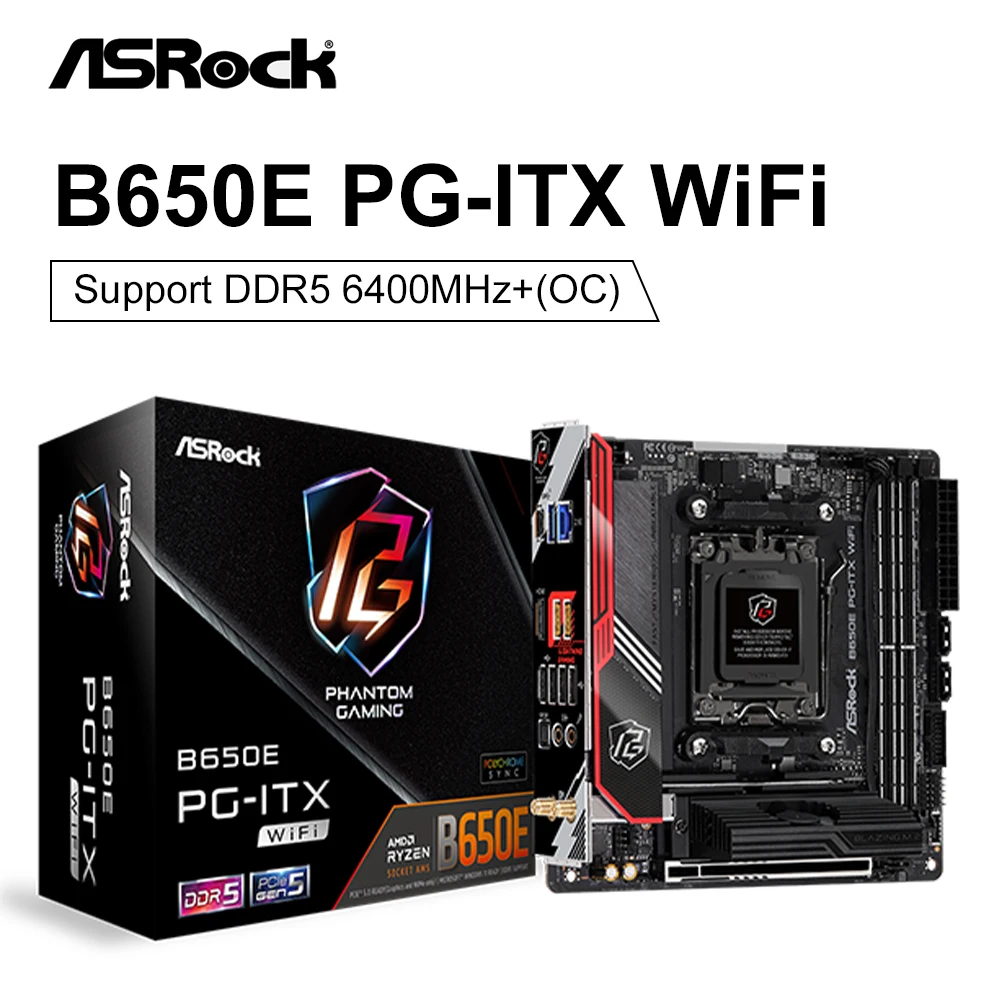 

ASROCK Новый B650E PG ITX материнская плата с WiFi AM5 MINI ITX розетка AM5 DDR5 128G B650 Оригинальный настольный PCI-E 5,0 m.2 sata3 материнская плата