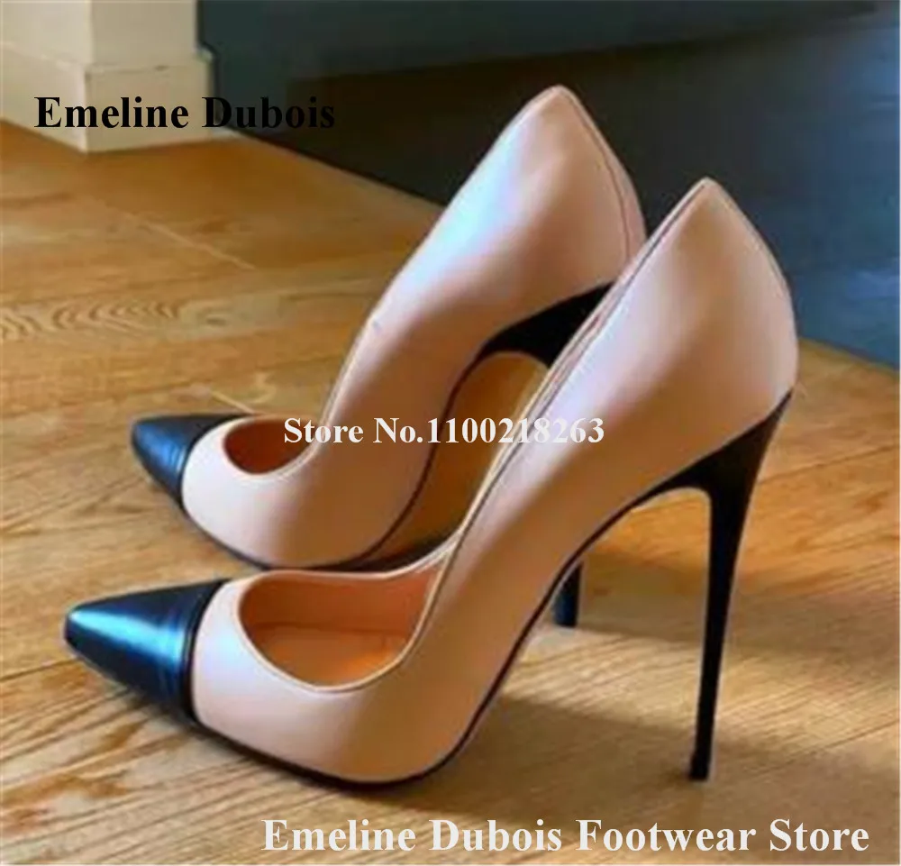 

Туфли-лодочки с острым носком, пэчворк, туфли из эмеллина, классический стиль, матовые кожаные туфли на шпильке, без застежек, классические т...