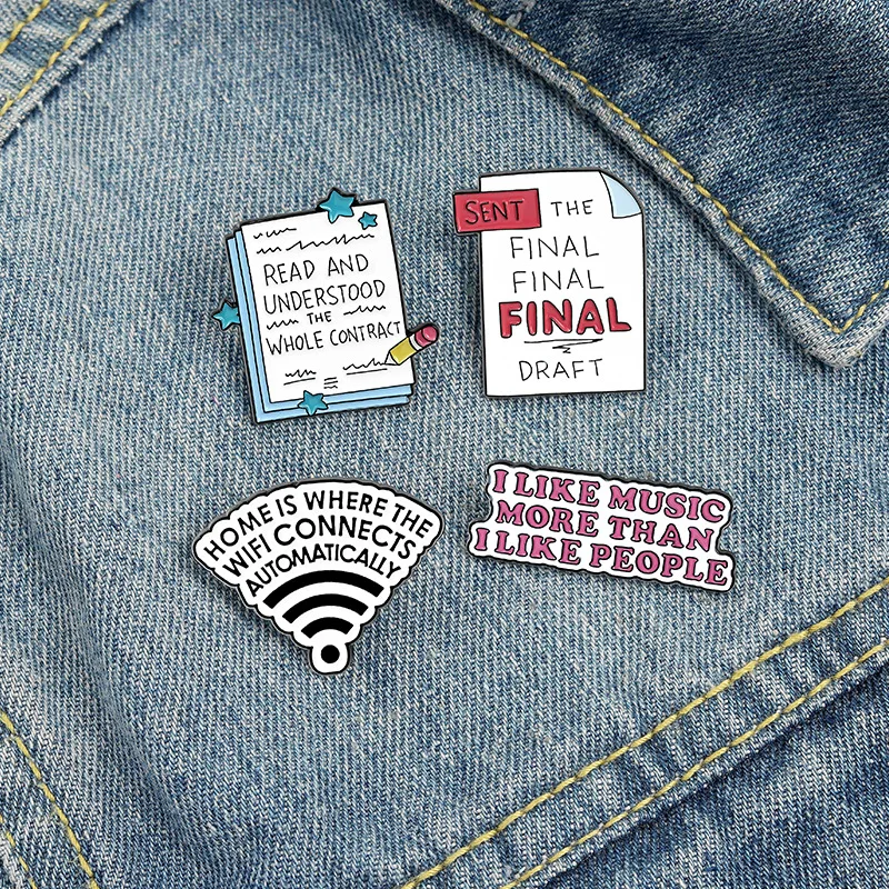 

European American new creative cartoon letter series brooch accessories personality label WIFI signal brooch accessories badge