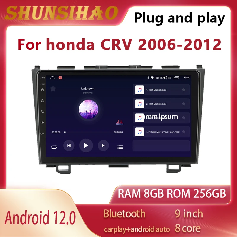 

ShunSihao 7862 Car Radio multimedia navigator android auto For 9 inch honda CRV 2006-2012 autoradio Stereo Player Carplay 128GB