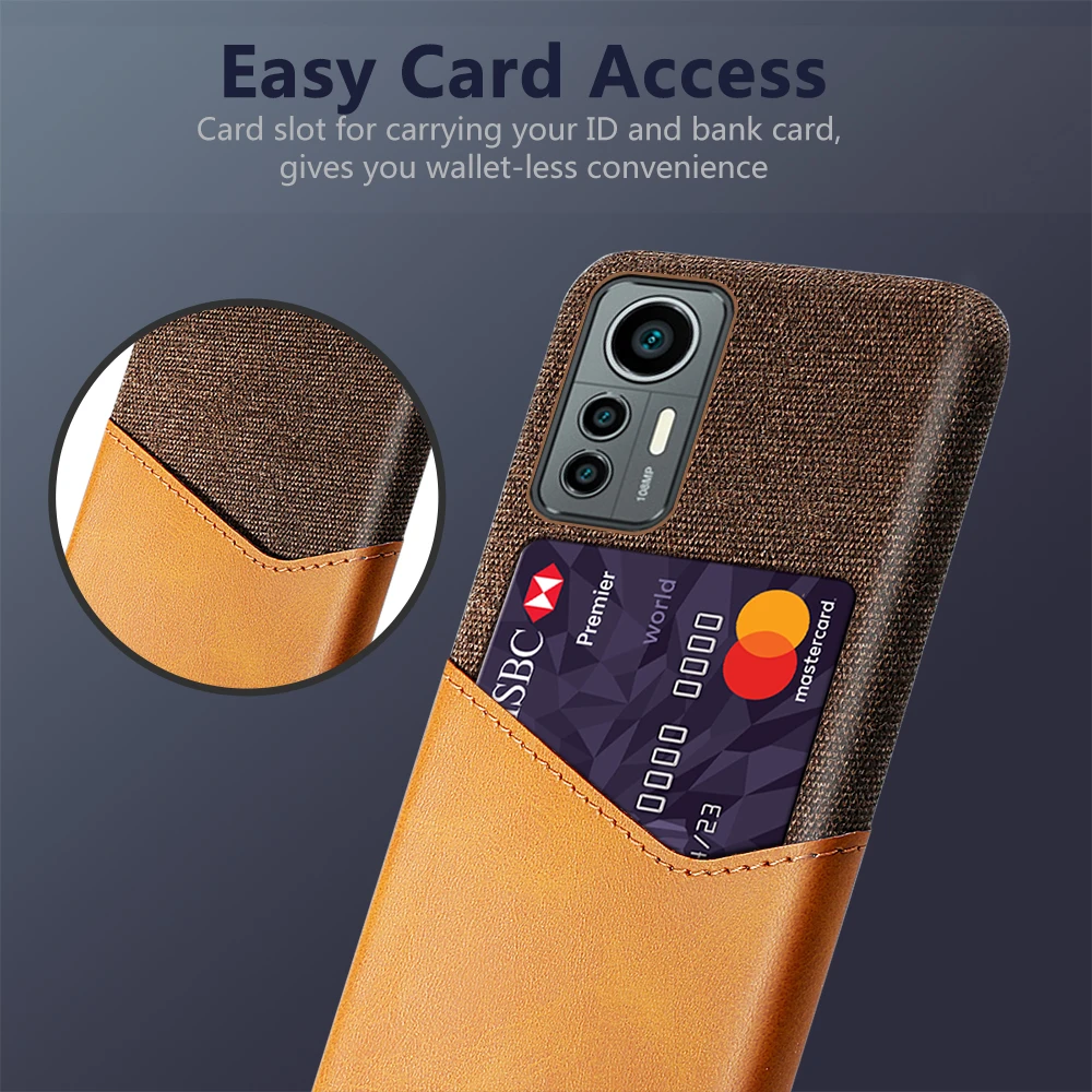 

12 Lite Case For Xiaomi 12 Lite Cloth Fabric Case with ID Holder Slot Cover For Xiaomi 12 Lite Pro 12S Pro 12X Xiaomi12Pro 5G